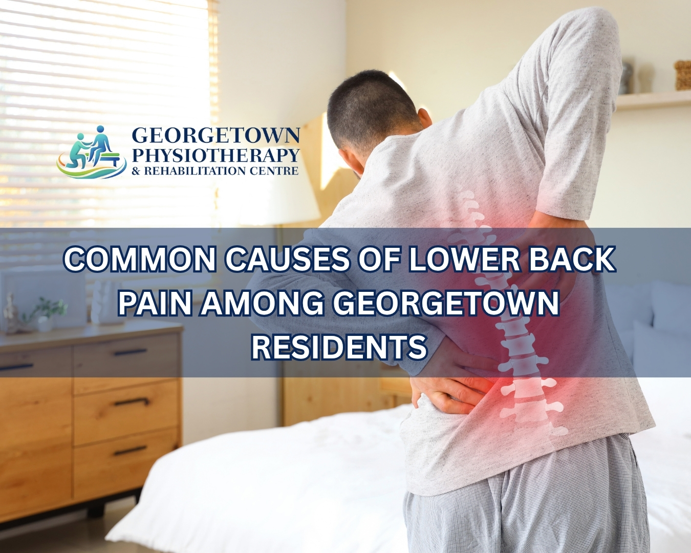 Patient receiving lower back pain physiotherapy treatment in Georgetown clinic