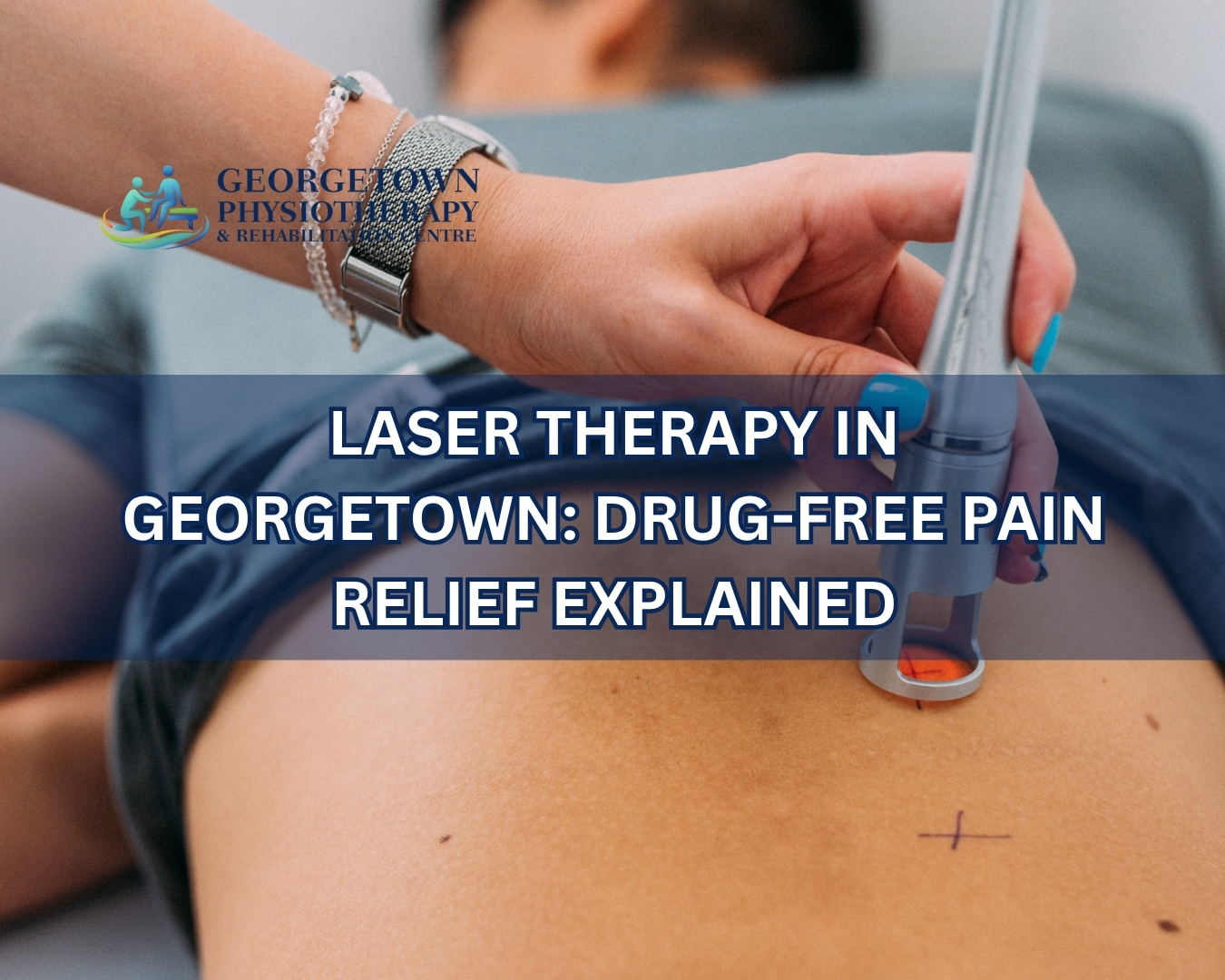 Patient receiving laser therapy treatment for pain relief at a Georgetown rehabilitation clinic