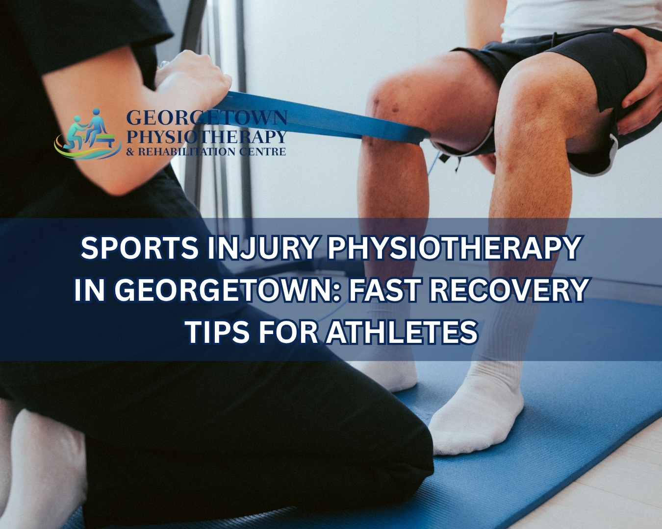 Athlete receiving sports injury physiotherapy treatment in Georgetown rehabilitation clinic