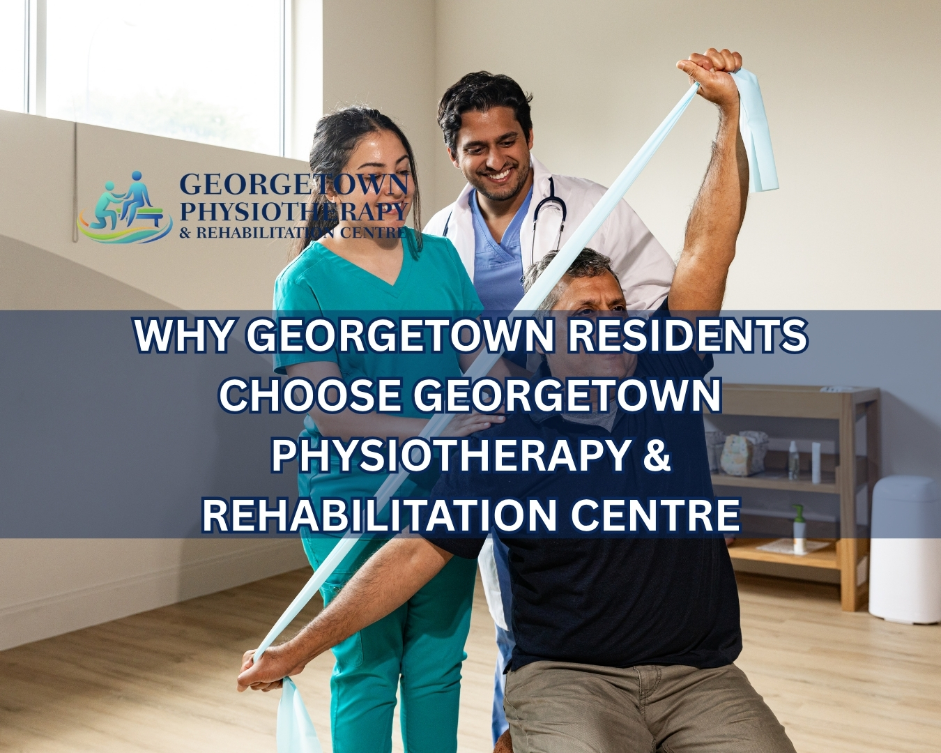 Friendly physiotherapist helping a patient recover at Georgetown Physiotherapy & Rehabilitation Centre